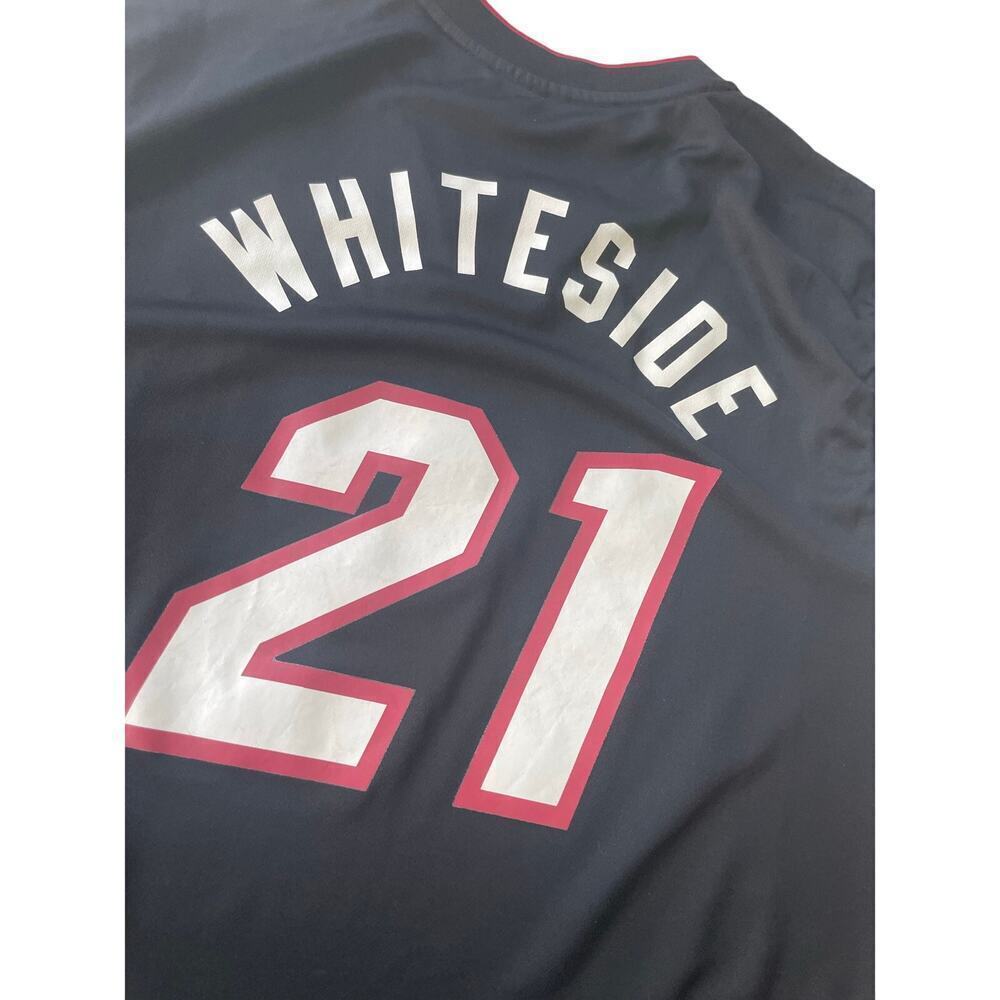 ADIDAS NBA MIAMI HEAT JERSEY HASSAN WHITESIDE #21 BLACK SCREEN Sz XL 2013 MADE - Picture 15 of 15